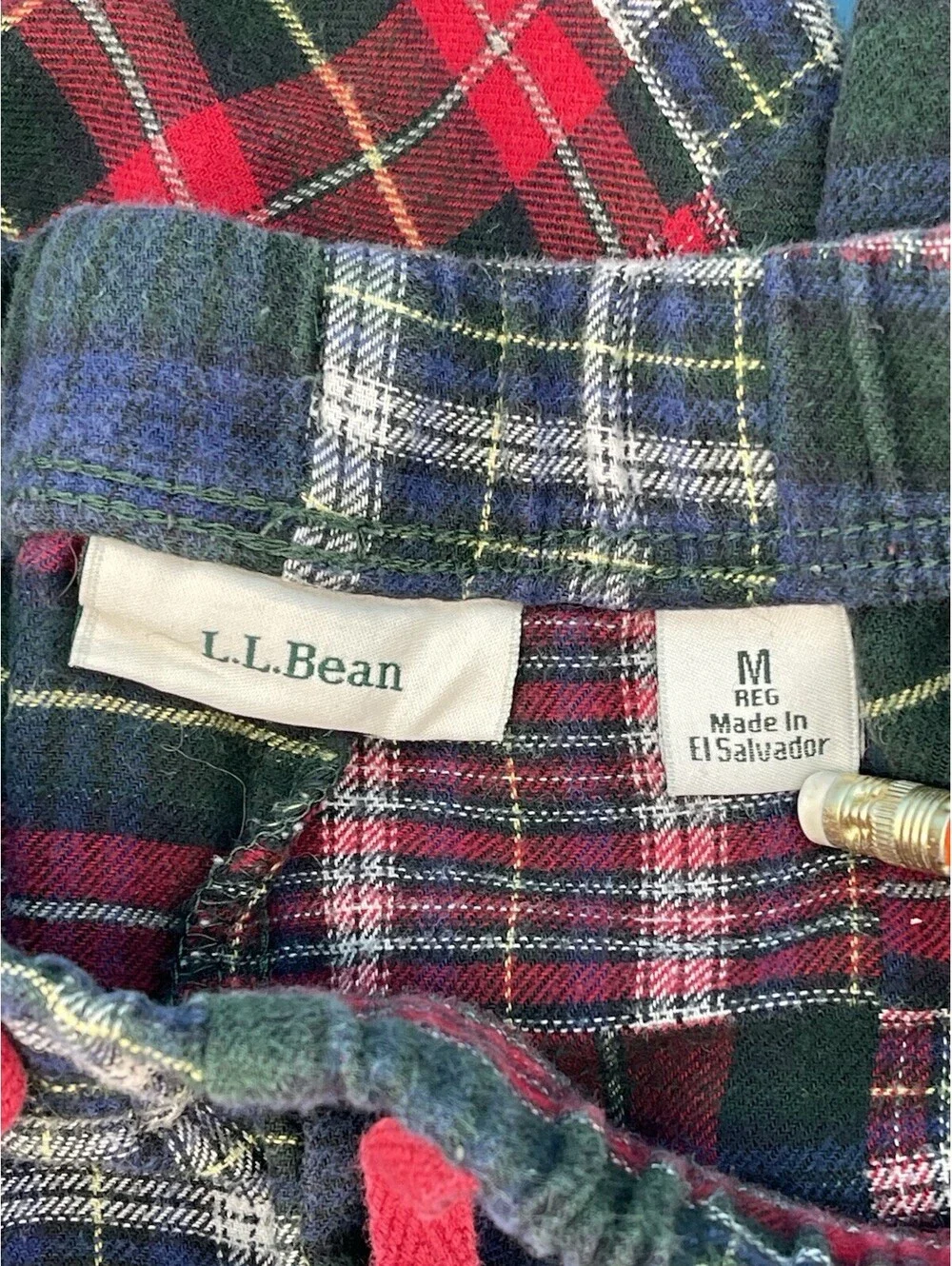 L.L.Bean Men’s Plaid Flannel Pajama Lounge Pants Size M Cotton Patchwork